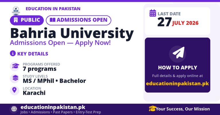 Bahria University Karachi Admissions Fall 2026