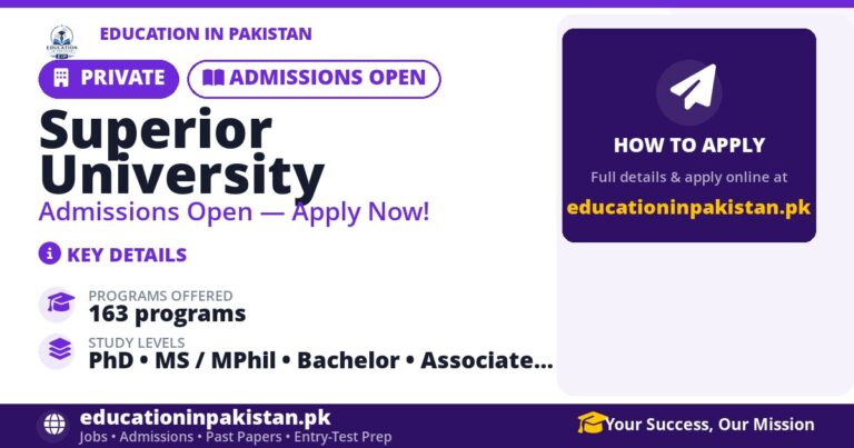 Superior University Admissions Fall 2026 – Apply Online