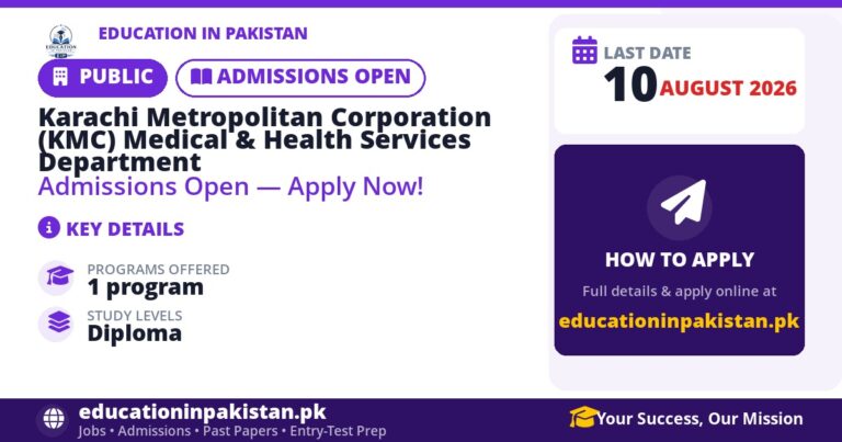Community Midwifery Course Admissions 2026 – KMC Karachi
