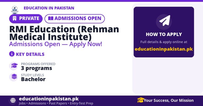 RMI Education Admissions 2026-27 – Apply Online