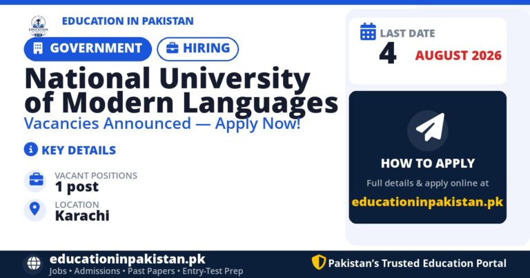 NUML Karachi Jobs 2026 – LDC Vacancy Application