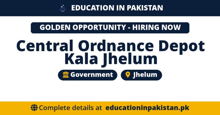 Central Ordnance Depot Kala Jhelum Jobs 2026
