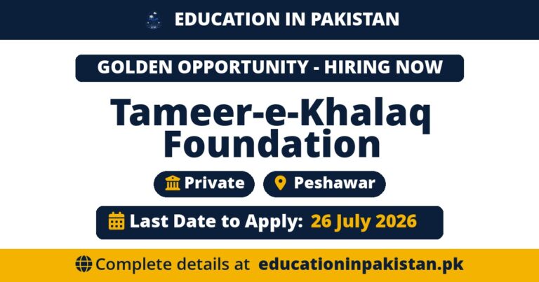 Tameer-e-Khalaq Foundation Peshawar Jobs 2026