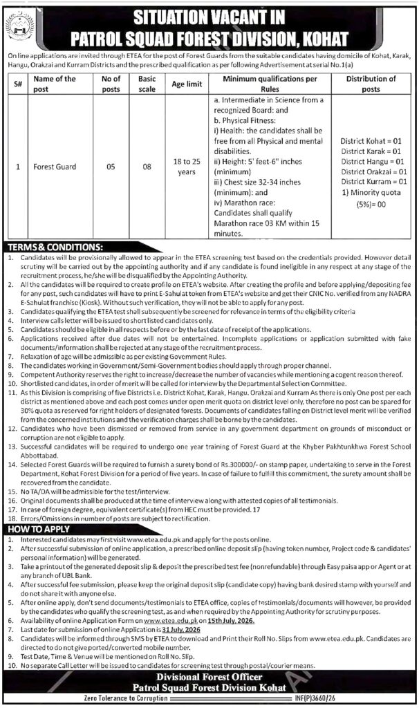Patrol Squad Forest Division jobs advertisement 2026