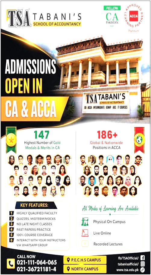 Tabani's School of Accountancy admissions advertisement 2026